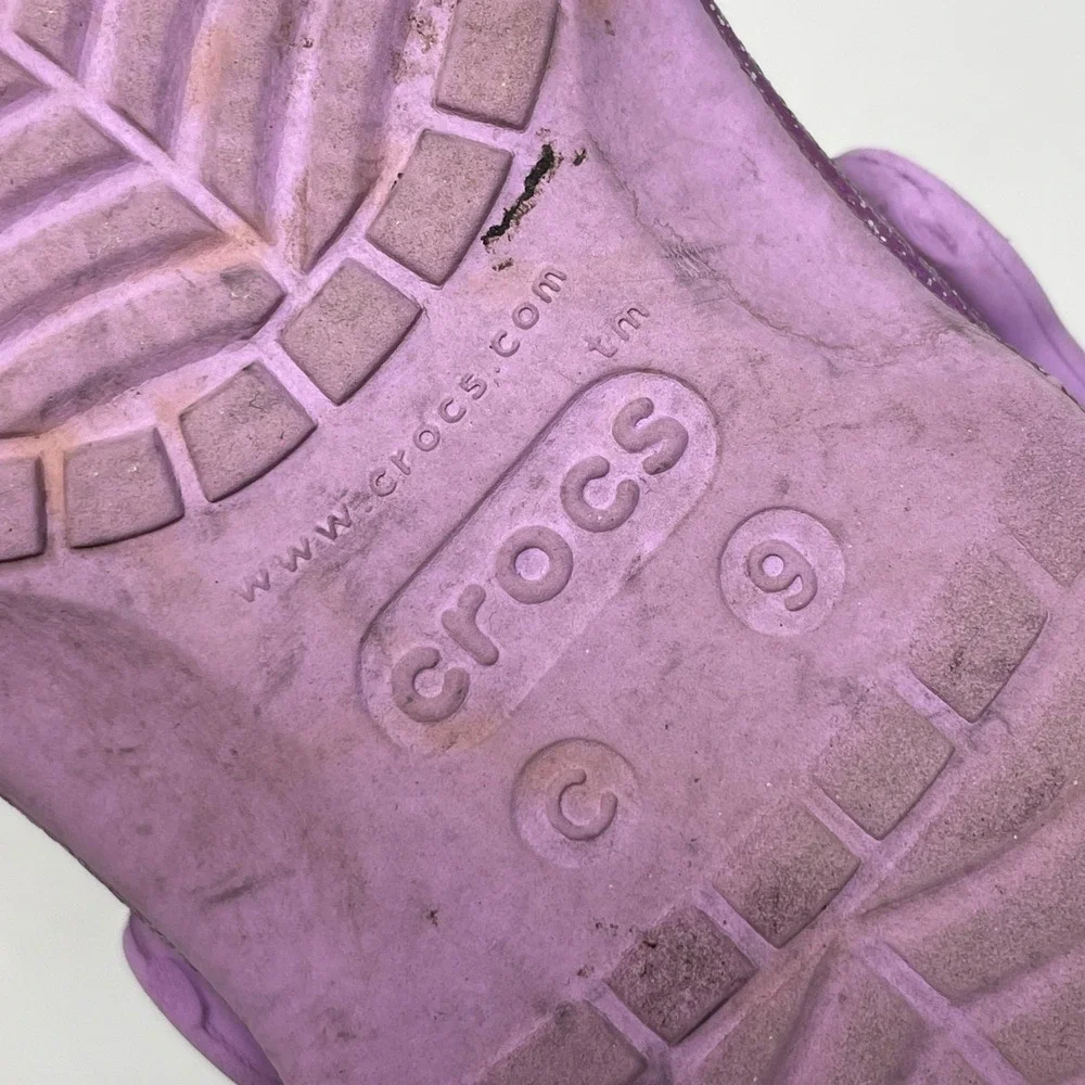Crocs Classic Clog Purple Glitter Sparkle Kids C9 Charms Jibbitz Fairy Mermaid